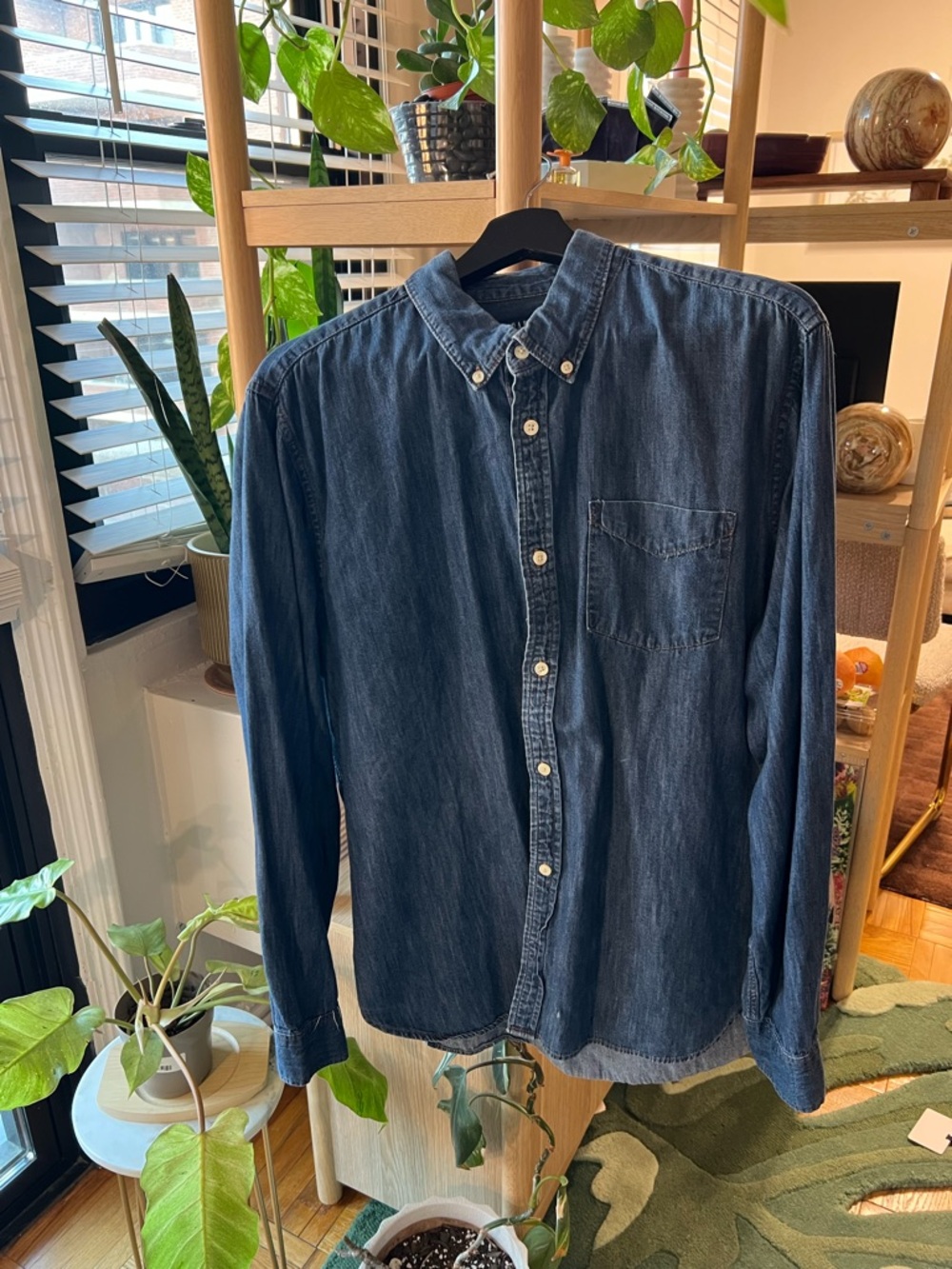GAP Womens Dark Blue Denim Button-Down Shirt